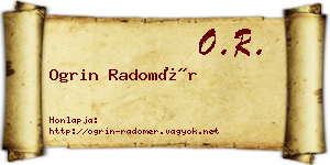 Ogrin Radomér névjegykártya